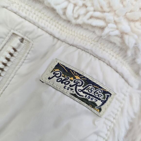 Polo Ralph Lauren Girls Puffer Quilted Reversible Jacket Sherpa White M 8/10 - Picture 6 of 10